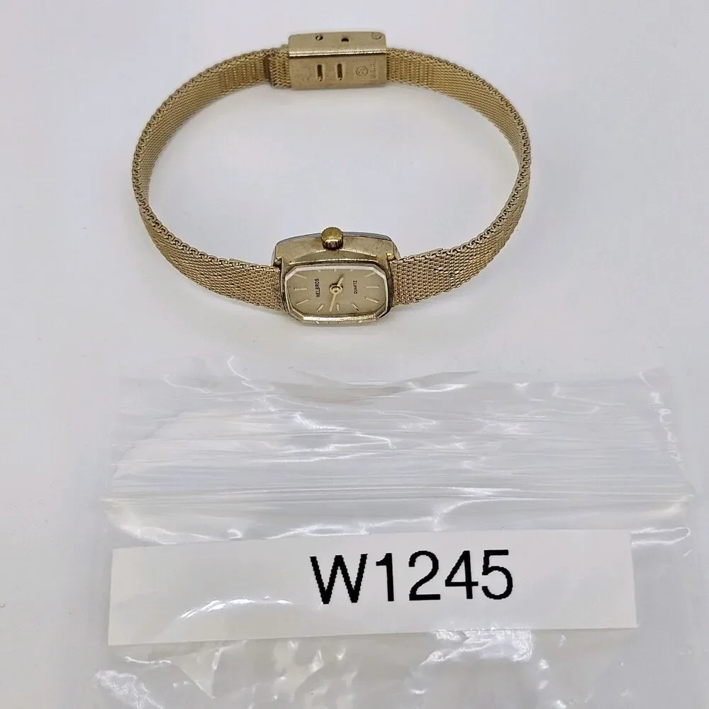 VTG Helbros Women's‎ Watch 15MM Gold Dial Gold Milanese Band 5.5